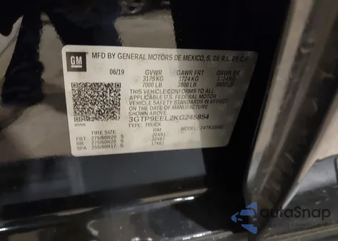 2019 GMC Sierra 1500 At4 z USA, uszkodzony, nr VIN 3GTP9EEL2KG245854